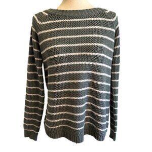 Staccato Sage Green and White Striped Sweater Size Medium